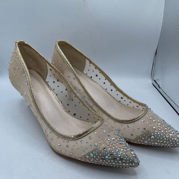 David's Bridal Wedding Formal Hurley01Crystal Kitten Heel Shoe 9 - Picture 1 of 11
